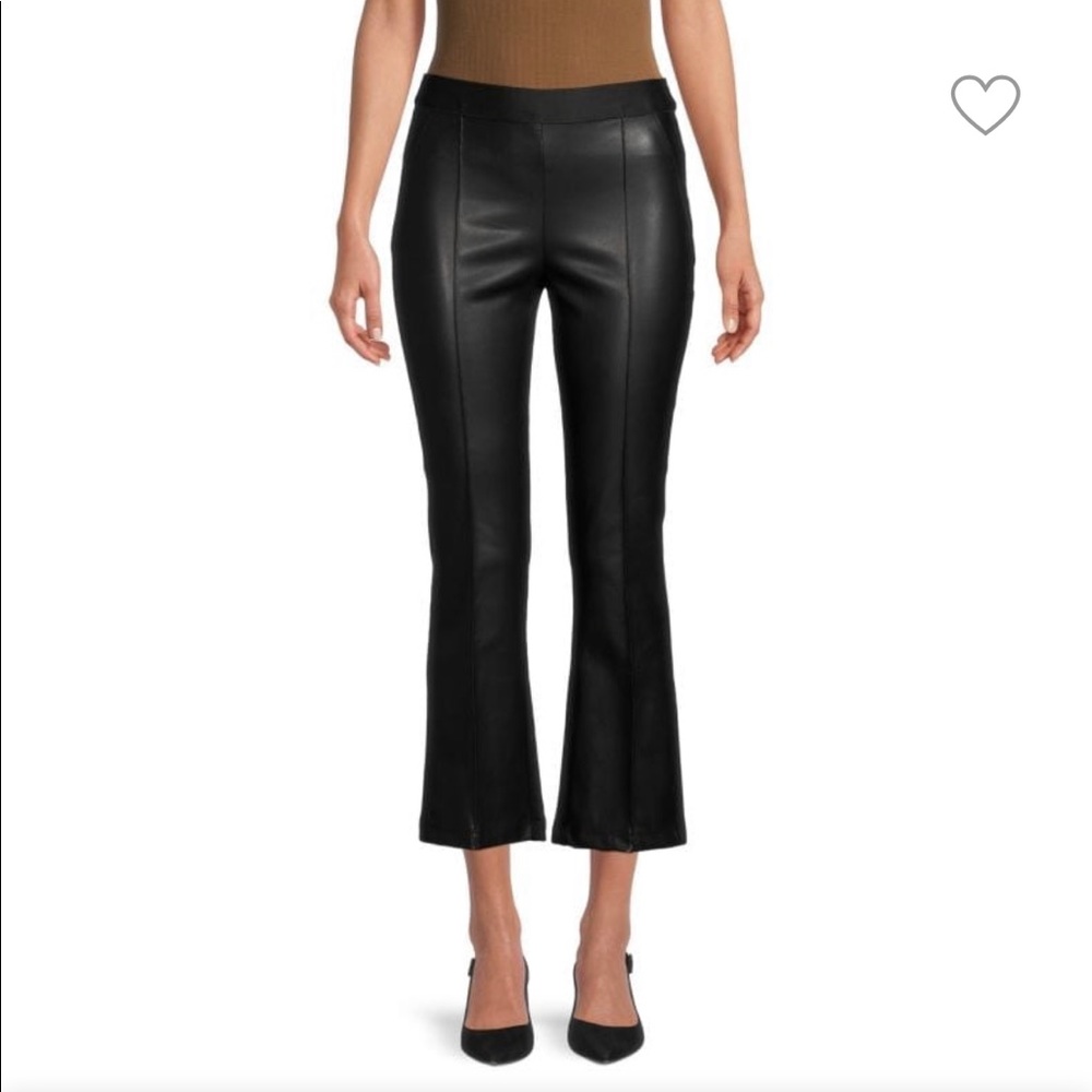 Black faux leather pull on pant